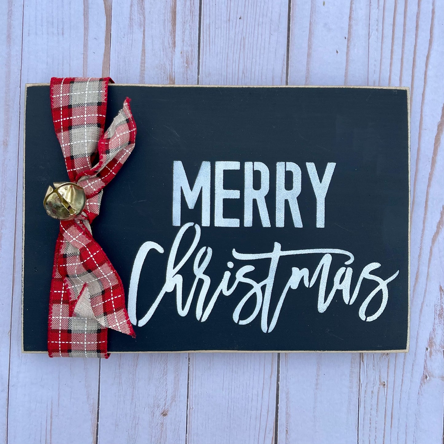 Merry Christmas Sign with Jingle Bell