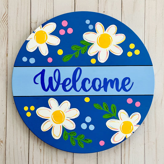 Welcome Split Round Doorhanger