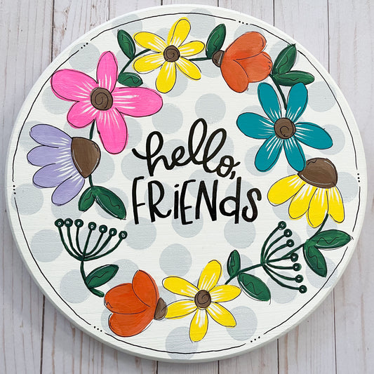Hello Friends Flower Doorhanger